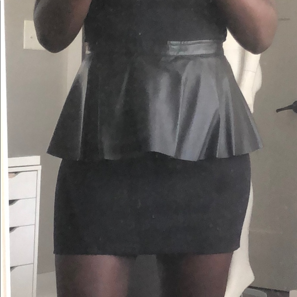 NWT H&M Skirt Black Peplum Mini Leather Fitted